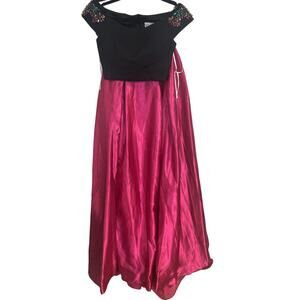 Sherri Hill Black and Fuchsia Prom Gown